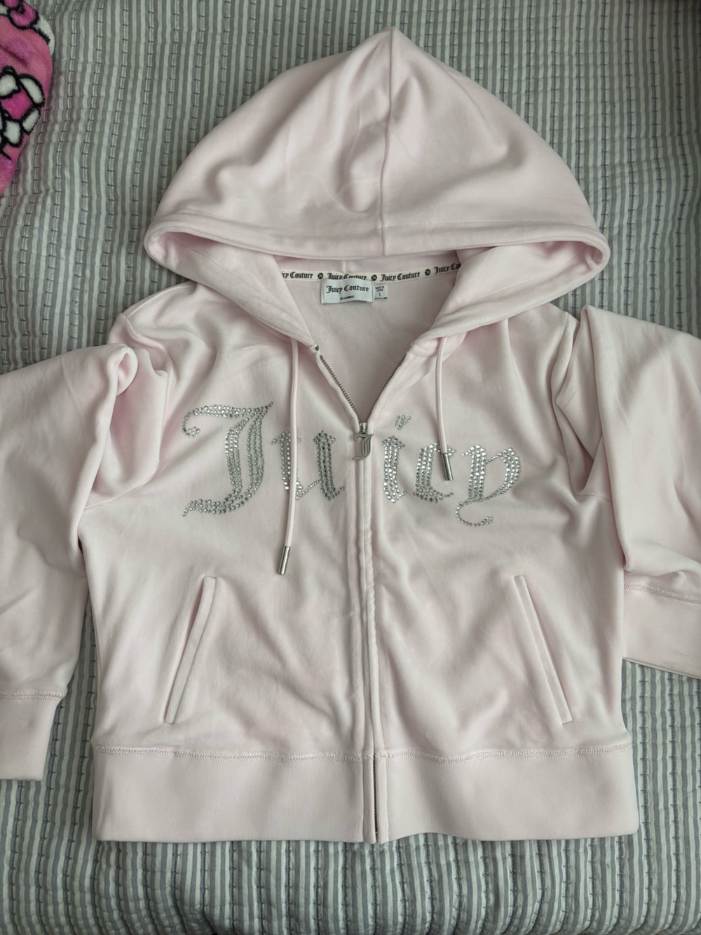 Women's Pink Rhinestone Zip Hoodie